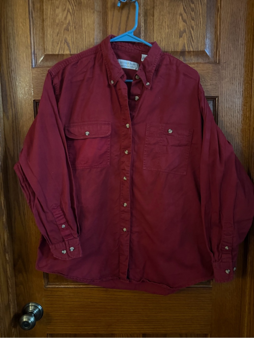 Jennifer Blair By Northern Isles Size 14 Red Button Down Top Long Sleeves